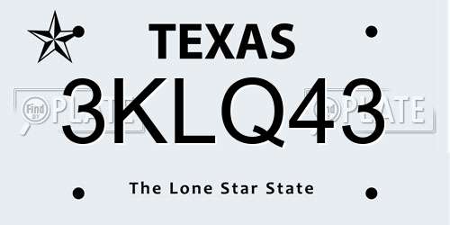 3KLQ43 Texas License Plate