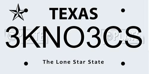 3KNO3CS Texas License Plate