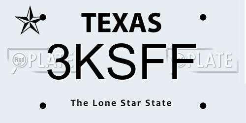 3KSFF Texas License Plate