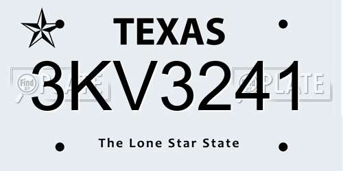 3KV3241 Texas License Plate