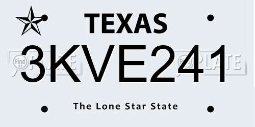 3KVE241 Texas License Plate