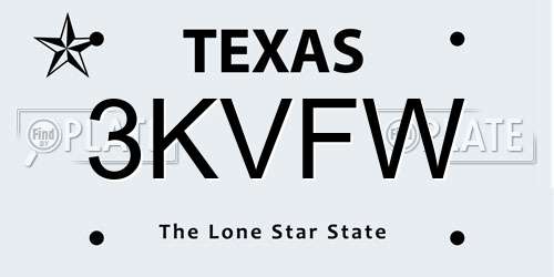 3KVFW Texas License Plate
