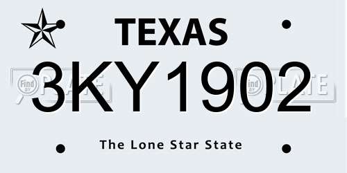 3KY1902 Texas License Plate