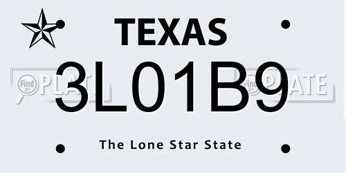 3L01B9 Texas License Plate