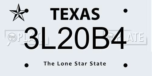 3L20B4 Texas License Plate
