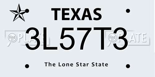 3L57T3 Texas License Plate