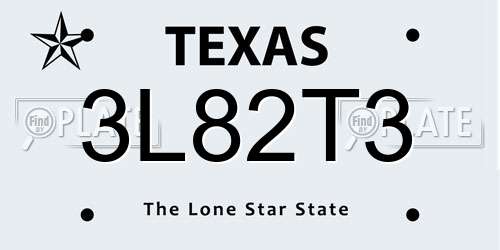 3L82T3 Texas License Plate