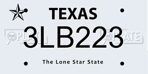 3LB223 Texas License Plate