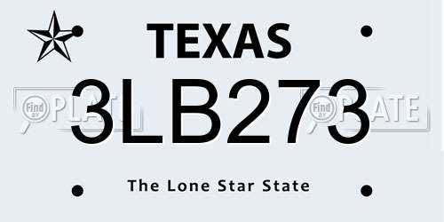3LB273 Texas License Plate
