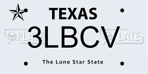 3LBCV Texas License Plate