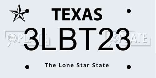 3LBT23 Texas License Plate