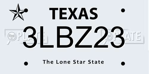 3LBZ23 Texas License Plate