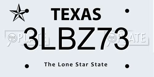 3LBZ73 Texas License Plate