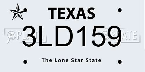 3LD159 Texas License Plate