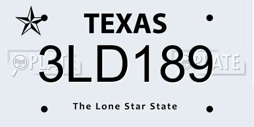 3LD189 Texas License Plate