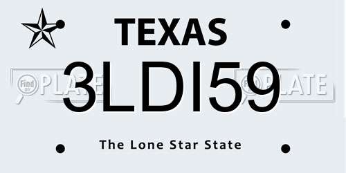 3LDI59 Texas License Plate
