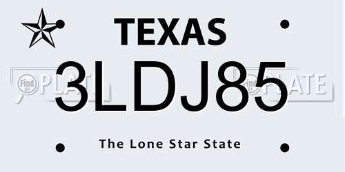 3LDJ85 Texas License Plate