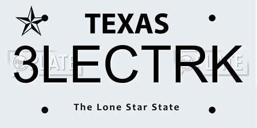 3LECTRK Texas License Plate