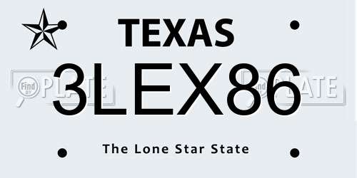 3LEX86 Texas License Plate
