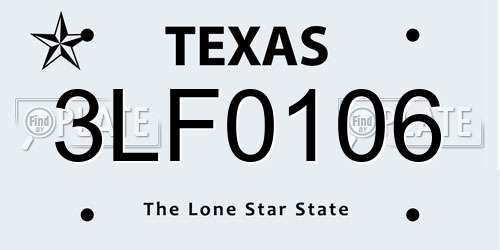 3LF0106 Texas License Plate