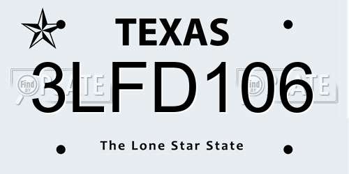 3LFD106 Texas License Plate