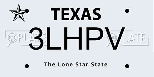 3LHPV Texas License Plate