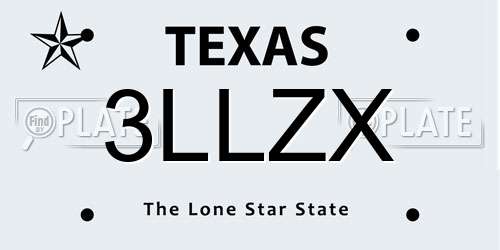 3LLZX Texas License Plate