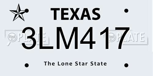 3LM417 Texas License Plate