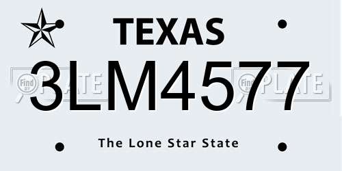 3LM4577 Texas License Plate