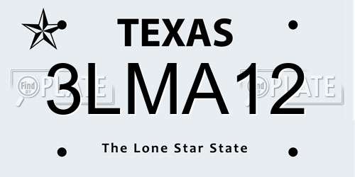 3LMA12 Texas License Plate