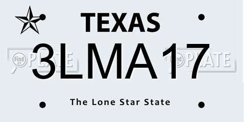 3LMA17 Texas License Plate