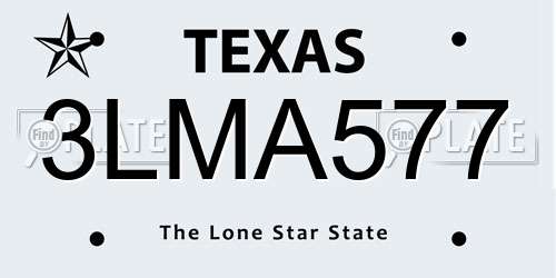 3LMA577 Texas License Plate