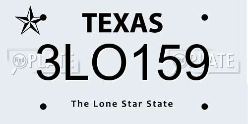 3LO159 Texas License Plate