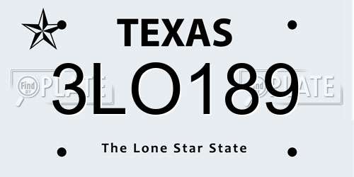 3LO189 Texas License Plate