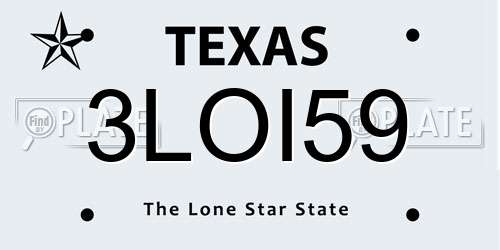 3LOI59 Texas License Plate