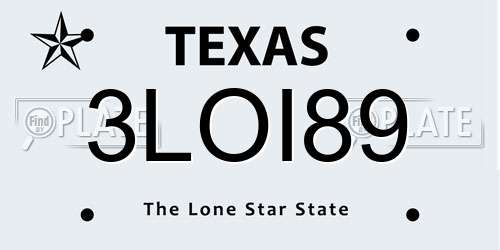 3LOI89 Texas License Plate