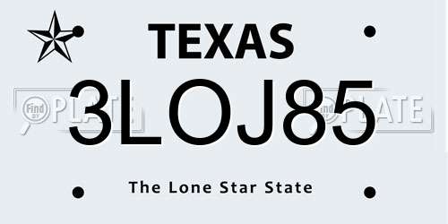 3LOJ85 Texas License Plate