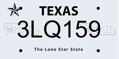 3LQ159 Texas License Plate