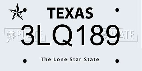 3LQ189 Texas License Plate