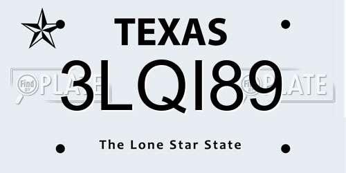 3LQI89 Texas License Plate
