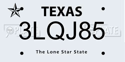3LQJ85 Texas License Plate