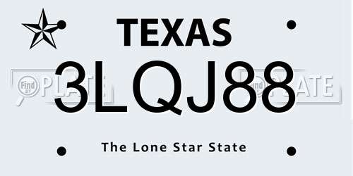 3LQJ88 Texas License Plate