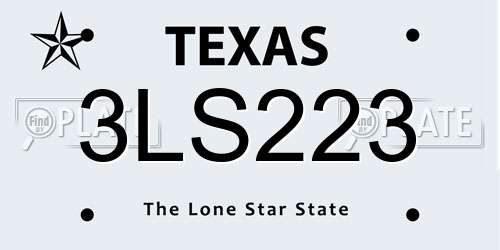 3LS223 Texas License Plate