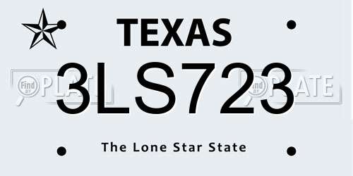 3LS723 Texas License Plate