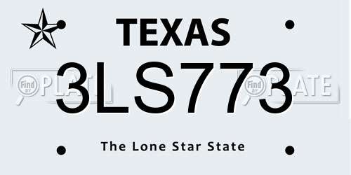 3LS773 Texas License Plate