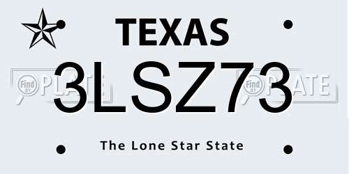 3LSZ73 Texas License Plate