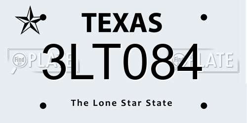 3LT084 Texas License Plate