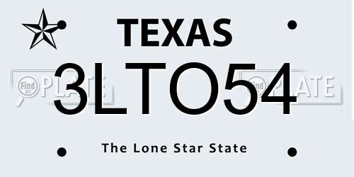 3LTO54 Texas License Plate