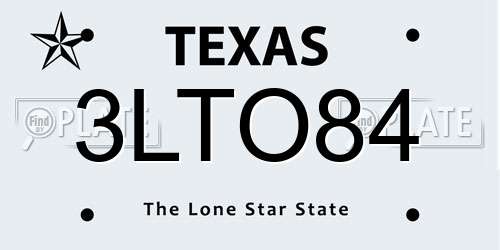 3LTO84 Texas License Plate