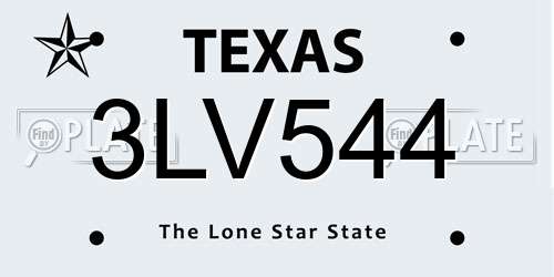 3LV544 Texas License Plate
